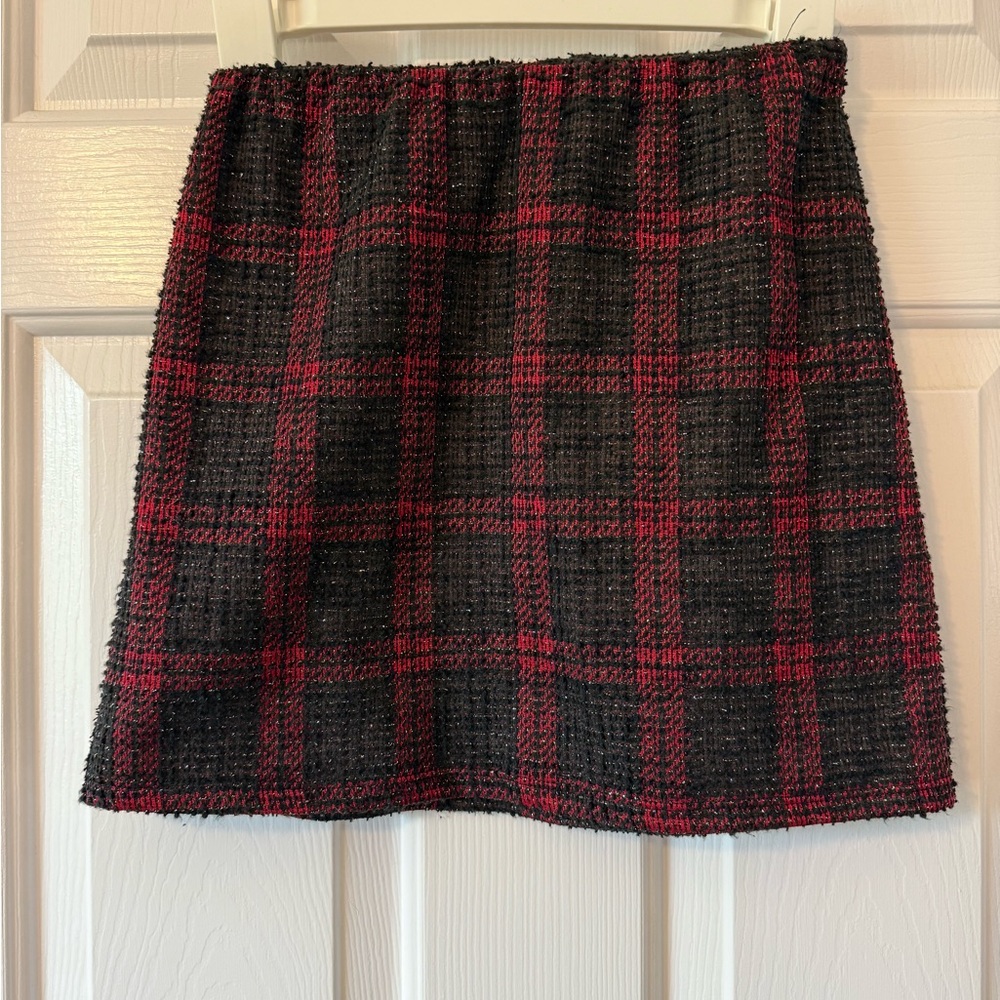 Art Class Girls Black and Red Plaid A-Line Skirt